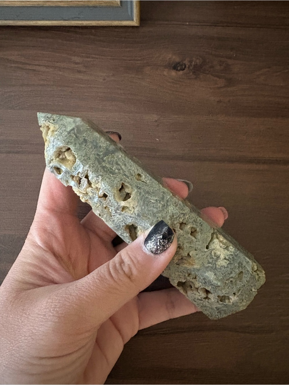 Moss agate crystal tower